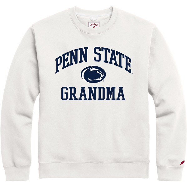 white crew neck sweatshirt with Penn State Grandma and Athletic Logo